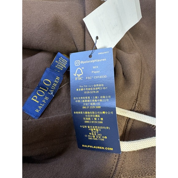 NEW Polo Ralph Lauren Hoodie Mens Large Brown Pullover Pony Logo - Picture 10 of 10
